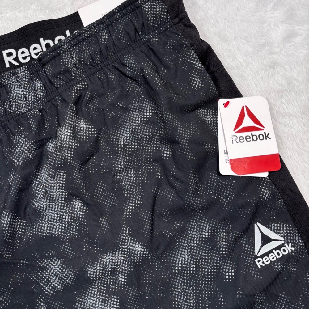Reebok Pace Breaker Woven Athletic Shorts Mens 3XL Black Gray Abstract Dot Camo